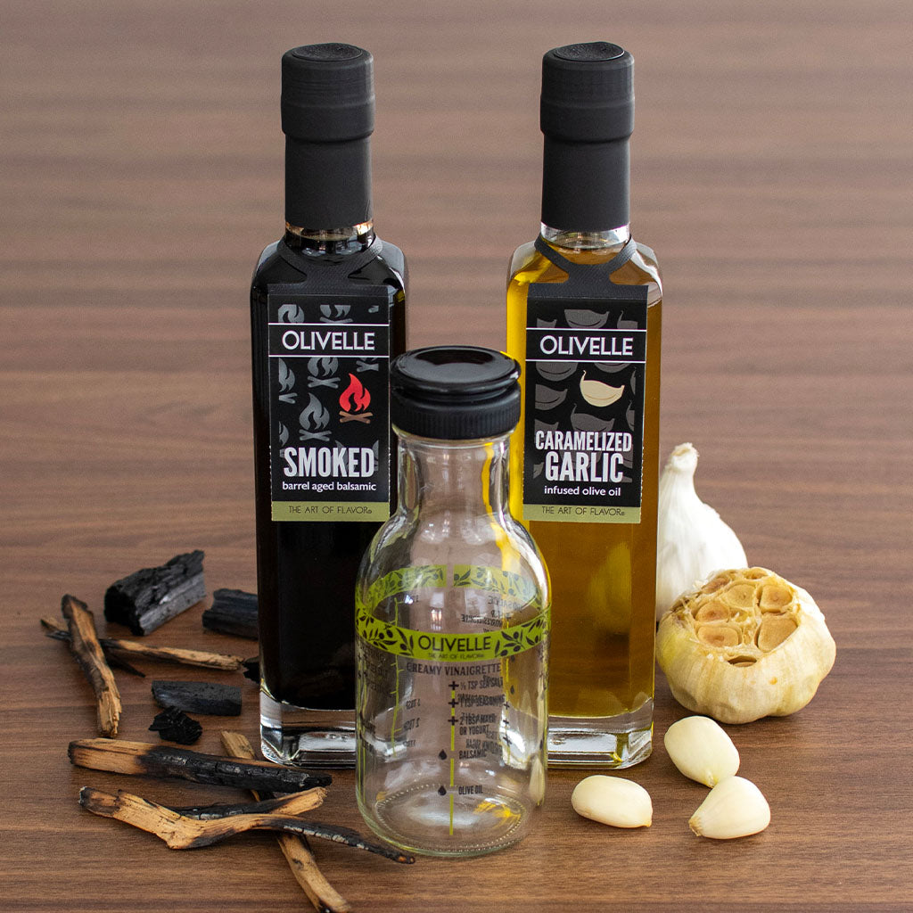 Perfekt Par med Dressing Shaker – Caramelized Garlic & Smoked Balsamico