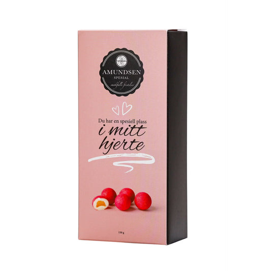 Du har en spesiell plass i mitt hjerte – Vingummi med hvit sjokolade, bringebær og ingefær – 130 g